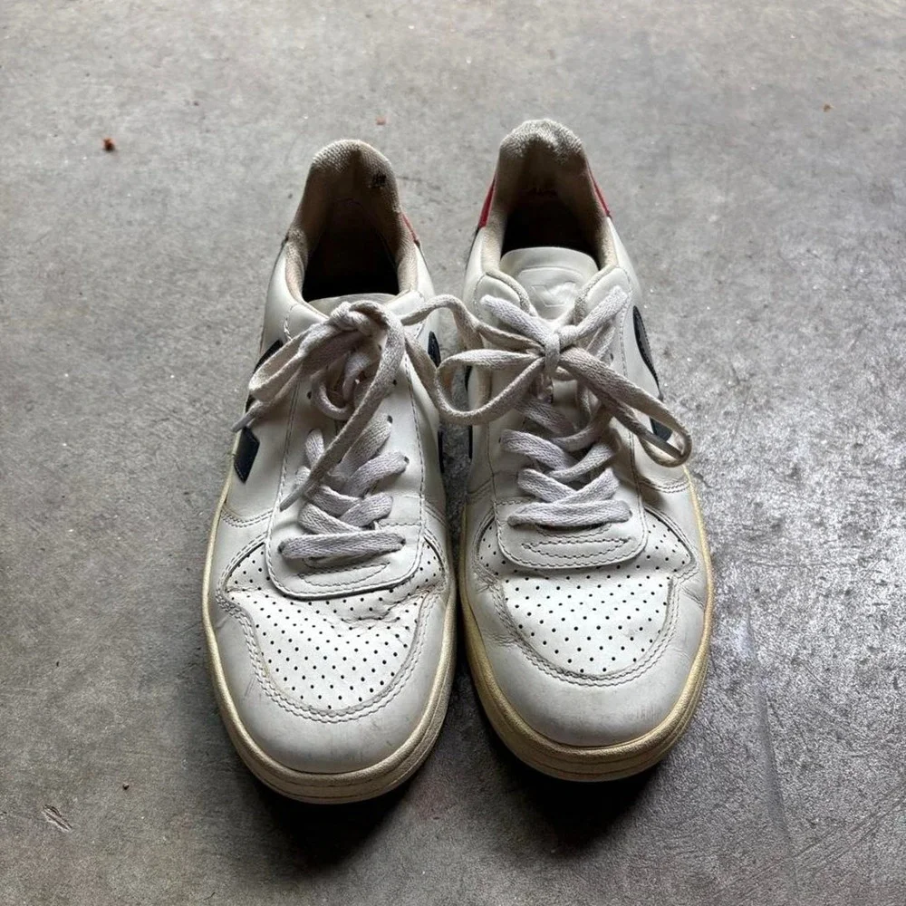 Veja white and red sneakers  Men's size 6 or women's 7-7.5